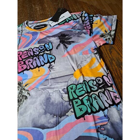 New XL Reason Short Sleeve Crew Neck Pullover Streetwear Tee Tshirt Graffiti - Picture 4 of 6